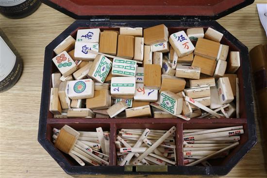 A Chinese mah jong set, in a lacquer box
